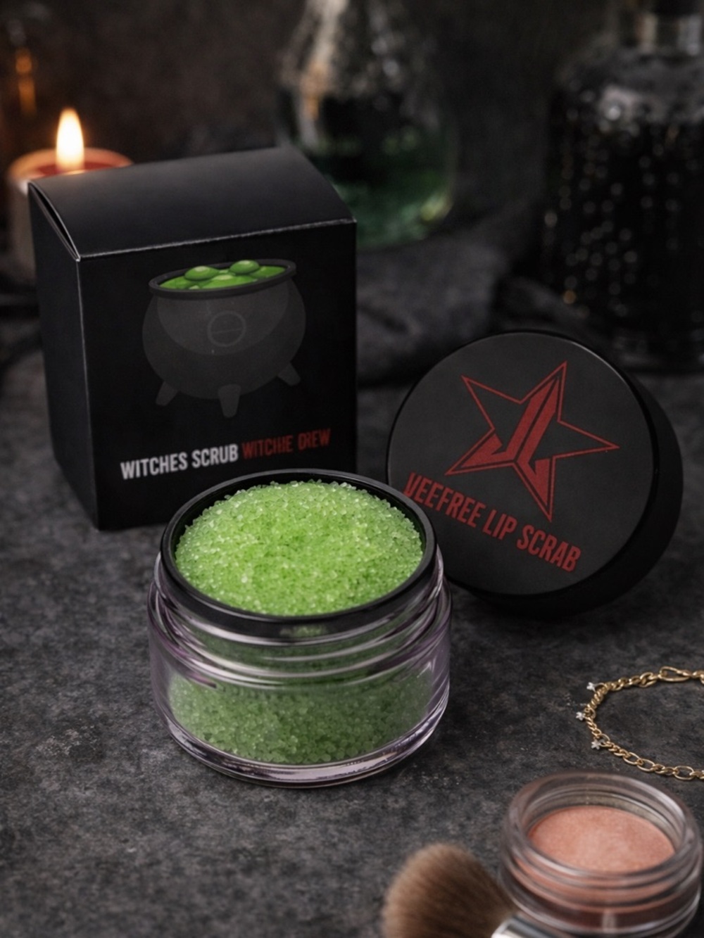 Jeffree Star Velour Lip Scrub Witches Brew NIB Full Size Green Sugar Exfoliator